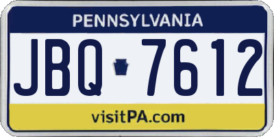 PA license plate JBQ7612