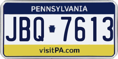 PA license plate JBQ7613
