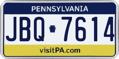 PA license plate JBQ7614