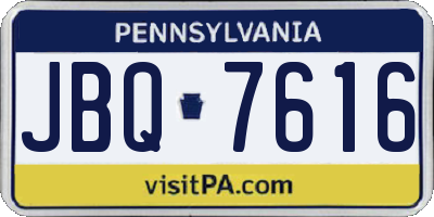 PA license plate JBQ7616
