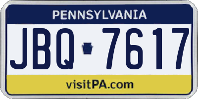 PA license plate JBQ7617