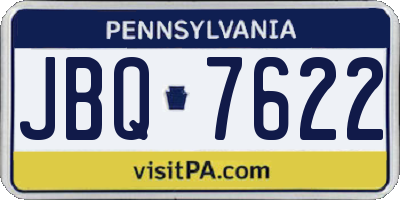PA license plate JBQ7622