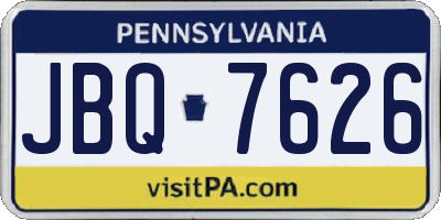 PA license plate JBQ7626