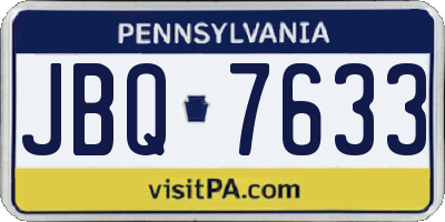PA license plate JBQ7633
