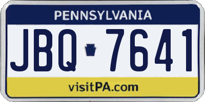 PA license plate JBQ7641