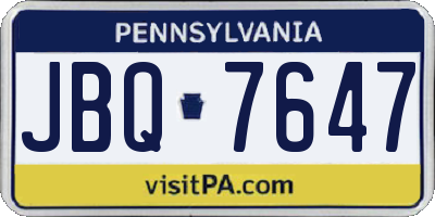 PA license plate JBQ7647