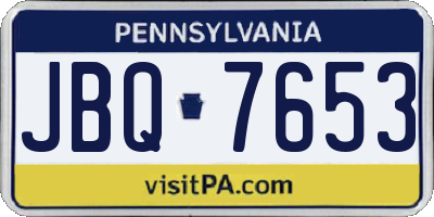 PA license plate JBQ7653