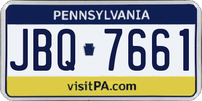 PA license plate JBQ7661