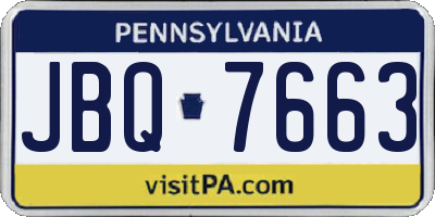PA license plate JBQ7663
