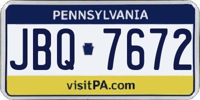 PA license plate JBQ7672