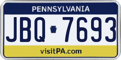 PA license plate JBQ7693