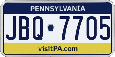PA license plate JBQ7705