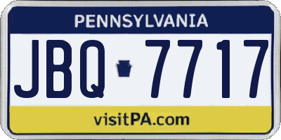 PA license plate JBQ7717