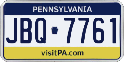 PA license plate JBQ7761