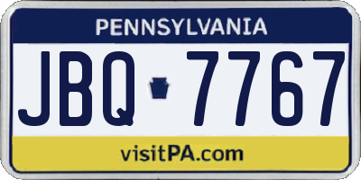 PA license plate JBQ7767