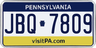 PA license plate JBQ7809