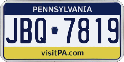 PA license plate JBQ7819