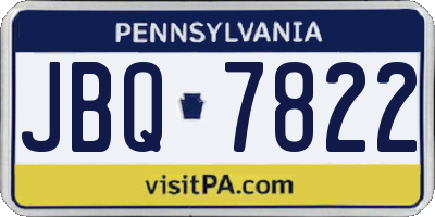 PA license plate JBQ7822