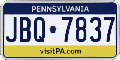 PA license plate JBQ7837