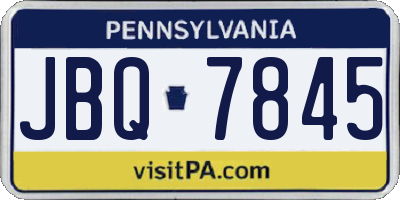 PA license plate JBQ7845