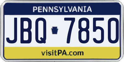 PA license plate JBQ7850