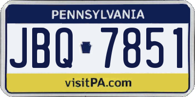 PA license plate JBQ7851