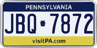 PA license plate JBQ7872