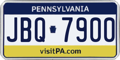PA license plate JBQ7900