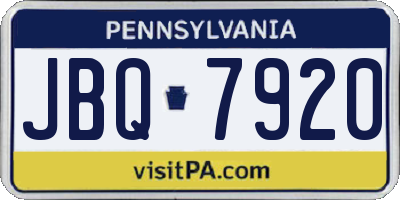 PA license plate JBQ7920
