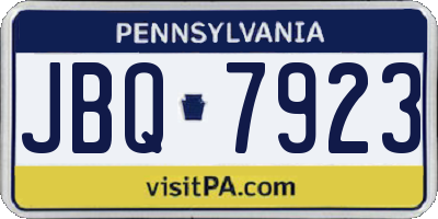 PA license plate JBQ7923