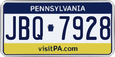 PA license plate JBQ7928