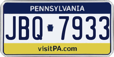 PA license plate JBQ7933