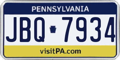 PA license plate JBQ7934