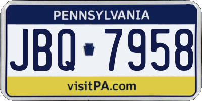 PA license plate JBQ7958