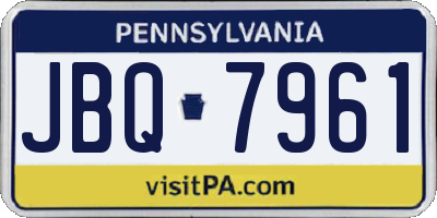 PA license plate JBQ7961