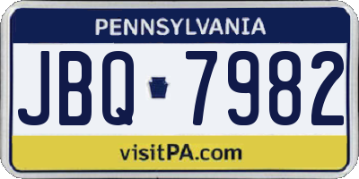 PA license plate JBQ7982