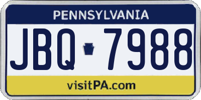 PA license plate JBQ7988