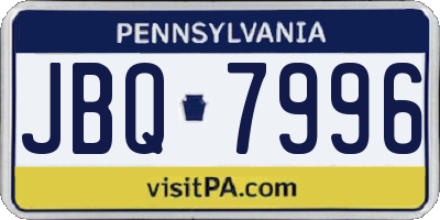 PA license plate JBQ7996