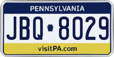 PA license plate JBQ8029