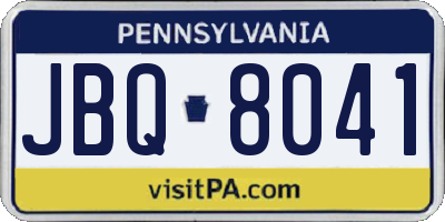 PA license plate JBQ8041