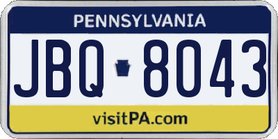 PA license plate JBQ8043