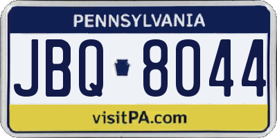 PA license plate JBQ8044