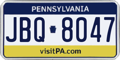 PA license plate JBQ8047
