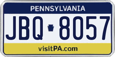 PA license plate JBQ8057