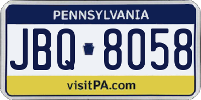 PA license plate JBQ8058