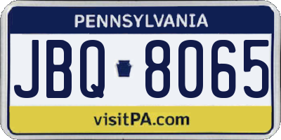 PA license plate JBQ8065