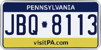 PA license plate JBQ8113