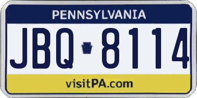 PA license plate JBQ8114
