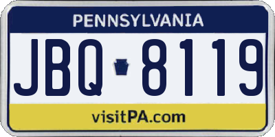 PA license plate JBQ8119
