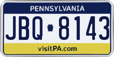 PA license plate JBQ8143